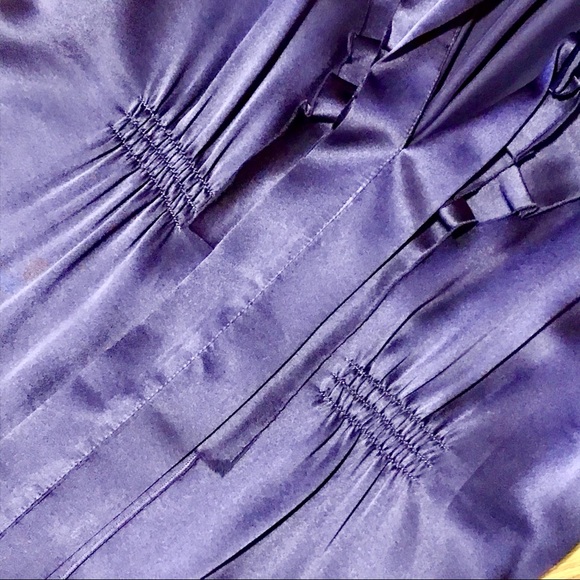 BCBG Max Azaria Purple Silk Deep V Ruffled Blouse - Picture 6 of 9